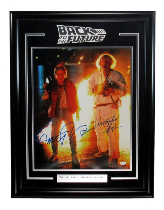 Michael J Fox/Christopher Lloyd Dual-Signed 16x20 Photo Framed JSA 192139