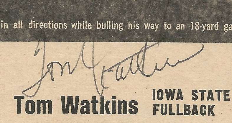 Tom Watkins Iowa State Signed/Autograped 8x10 Magazine Photo 150086