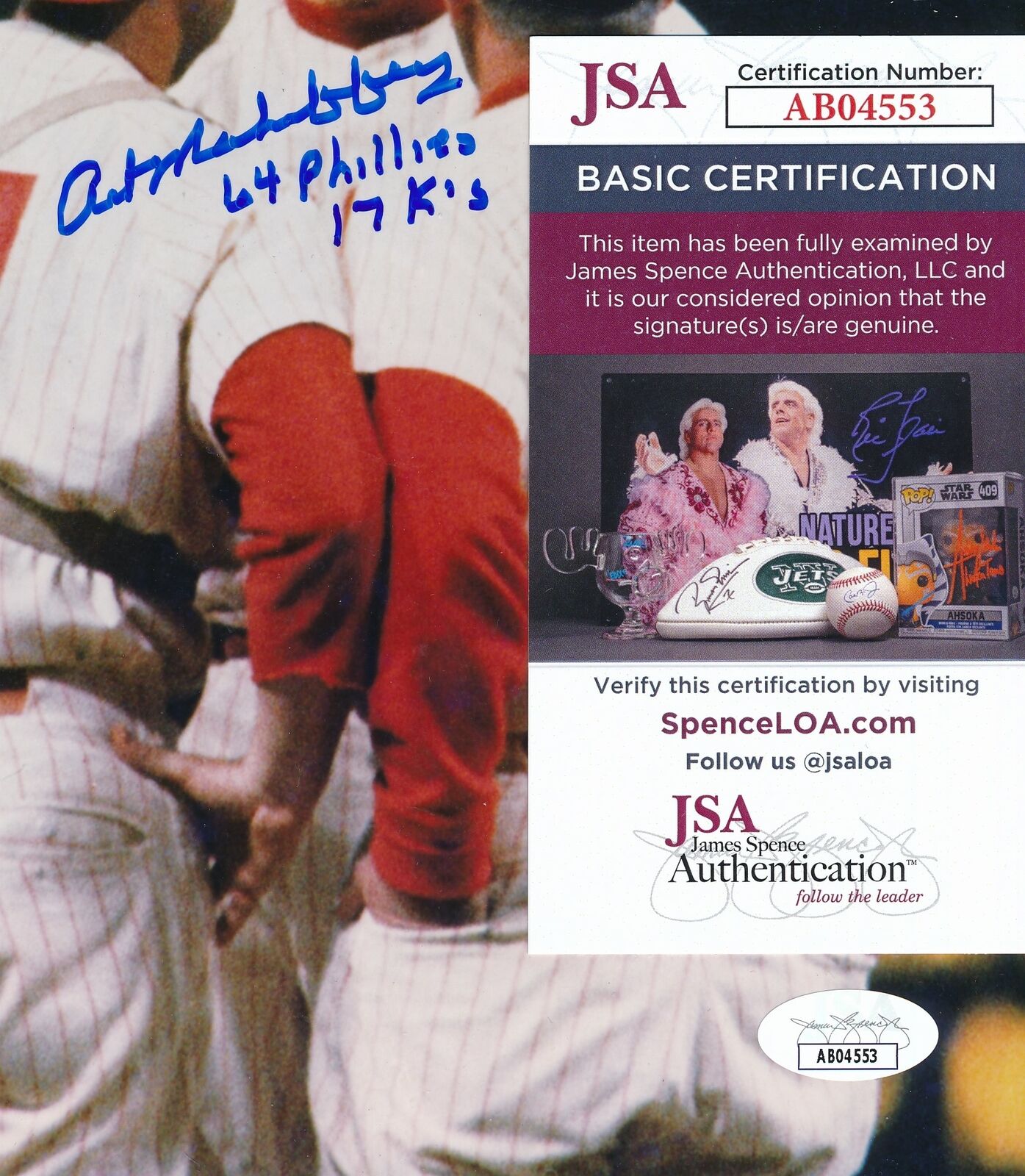 Art Mahaffey Philadelphia Phillies Signed/Inscribed 8x10 Photo JSA 167326