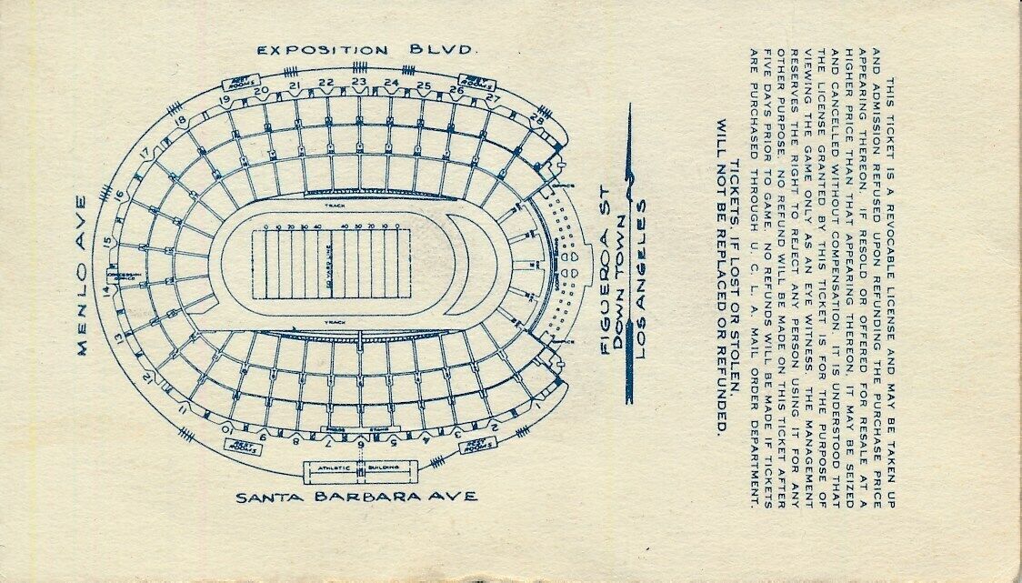 1952 Rice University vs. UCLA Football Game Ticket Stub 148502