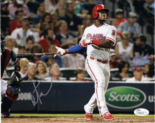 Odubel Herrera  Phillies Swing Bat  Signed  8x10 Photo JSA 136625