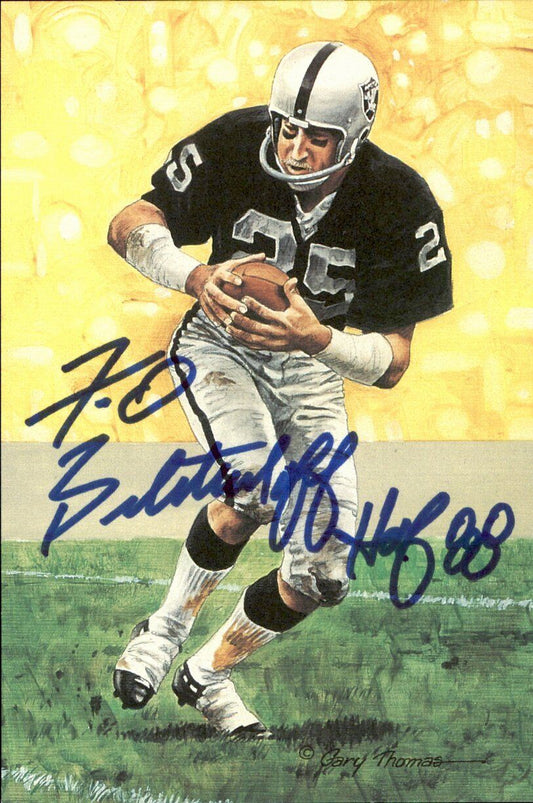 Fred Biletnikoff HOF Raiders Signed/Inscr Goal Line Art GLAC Postcard JSA 167164