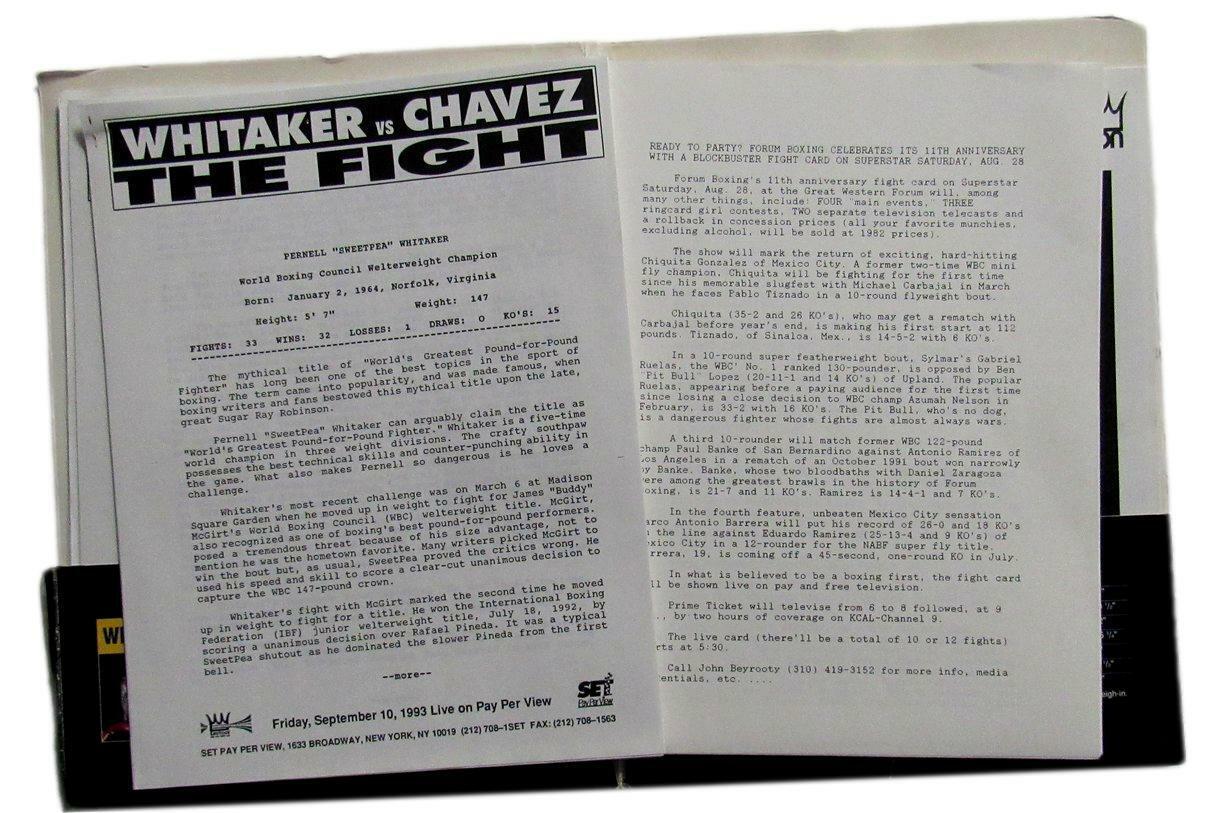 2000 World Welterweight Championship Boxing Whitaker vs. Chavez Press Kit 167493