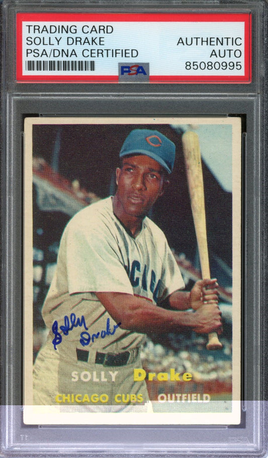 Solly Drake Signed 1957 Topps Trading Card #159 Chicago Cubs PSA/DNA 183569