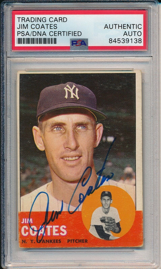 Jim Coates Yankees Signed/Autographed 1963 TOPPS Card #237 PSA/DNA 166703