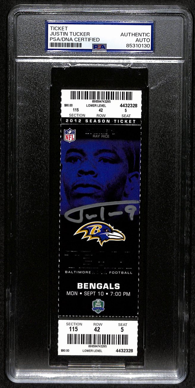 Justin Tucker Rookie Signed 2012 Full Ticket Ravens vs. Bengals PSA/DNA 190600