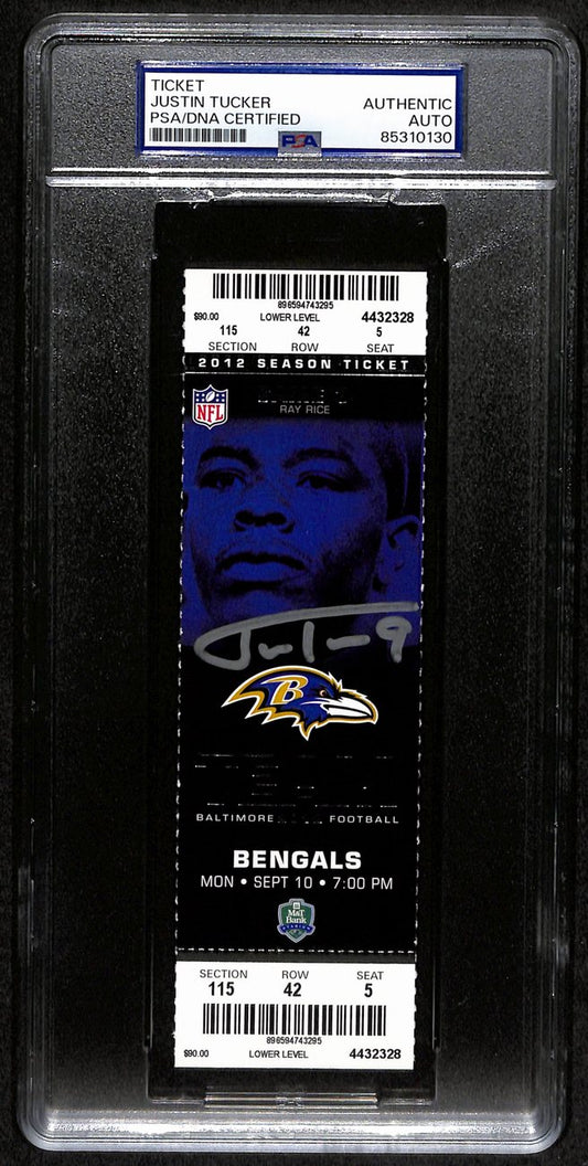 Justin Tucker Rookie Signed 2012 Full Ticket Ravens vs. Bengals PSA/DNA 190601