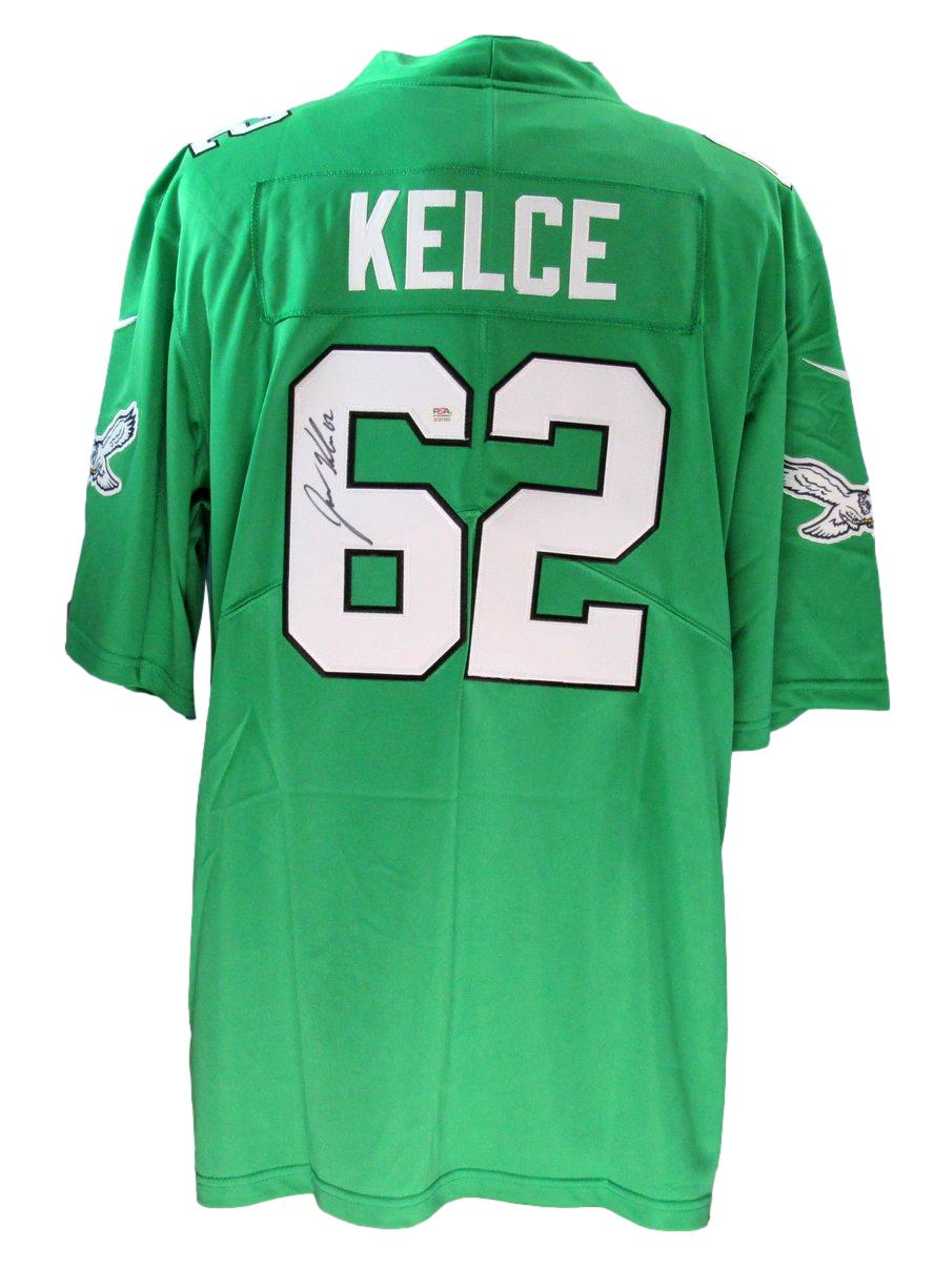 Jason Kelce Signed/Auto Kelly Green Custom Football Jersey Eagles PSA/DNA 190370