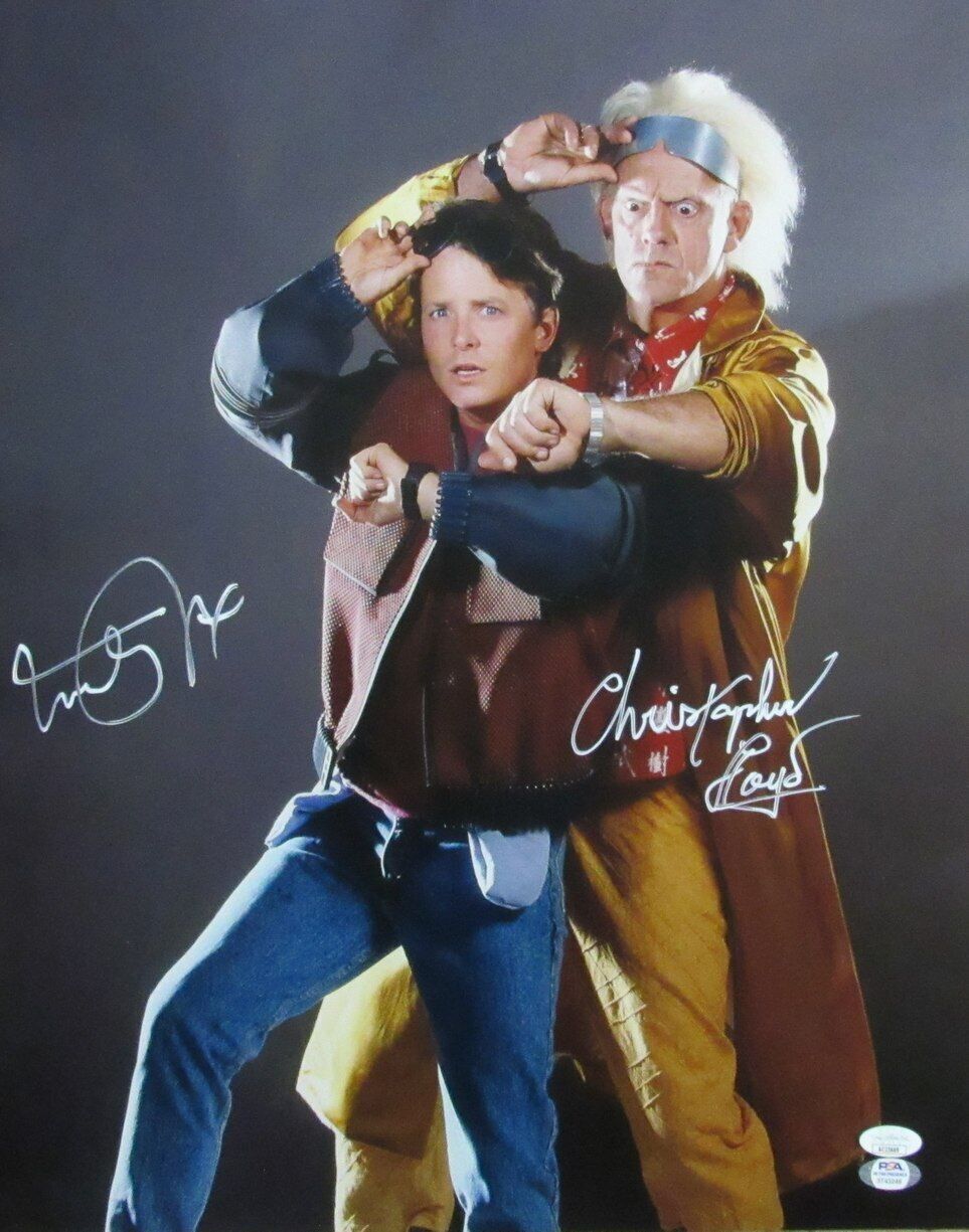 Michael J Fox/Christopher Lloyd Autographed 16x20 Photo "Back To The Future" JSA