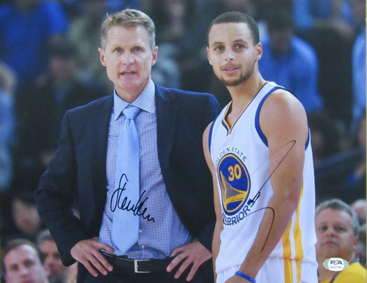 Steph Curry/Steve Kerr Dual-Autographed 11x14 Photo Warriors PSA/DNA