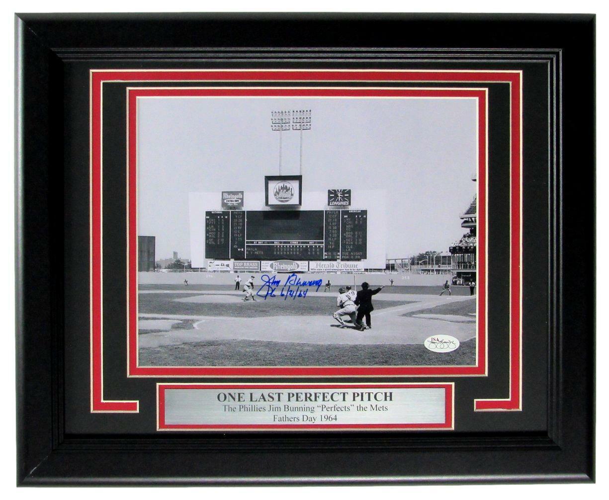 Jim Bunning HOF Perfect Game  Phillies Signed 8x10 Photo Framed JSA 163454