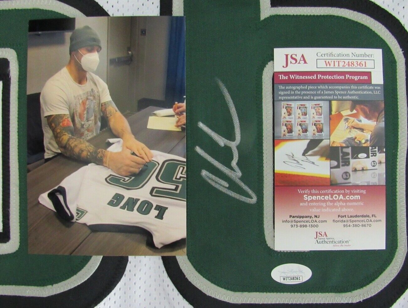 Chris Long Signed/Autographed Eagles Custom Football Jersey JSA 157561