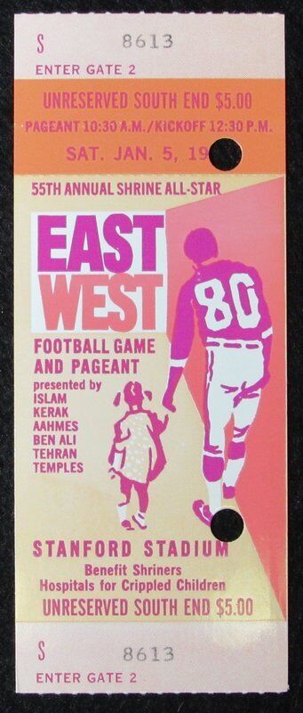 1980 East vs. West Shrine Game Ticket Stub Stanford Stadium HOF Stephenson