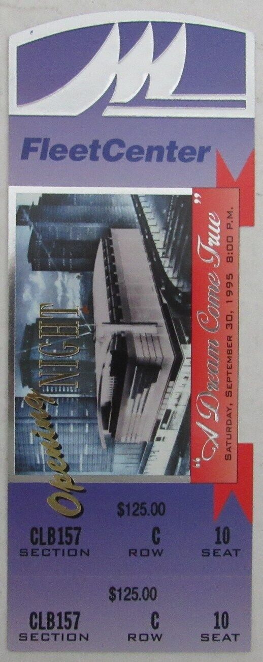 1995 Fleet Center Grand Opening Full Ticket and Program Boston Bruins 177107