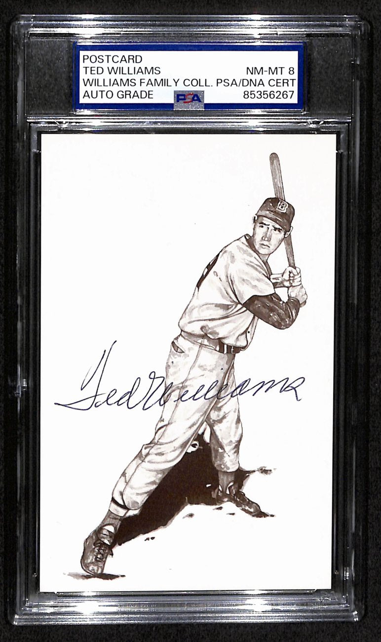 Ted Williams HOF Signed/Auto 5.5x3.5 Postcard Red Sox PSA/DNA NM-MT 8 193210