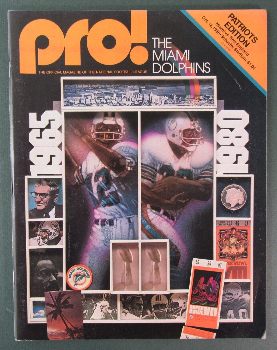 1980 Pro! Miami Dolphins vs. New England Patriots Program 10/12
