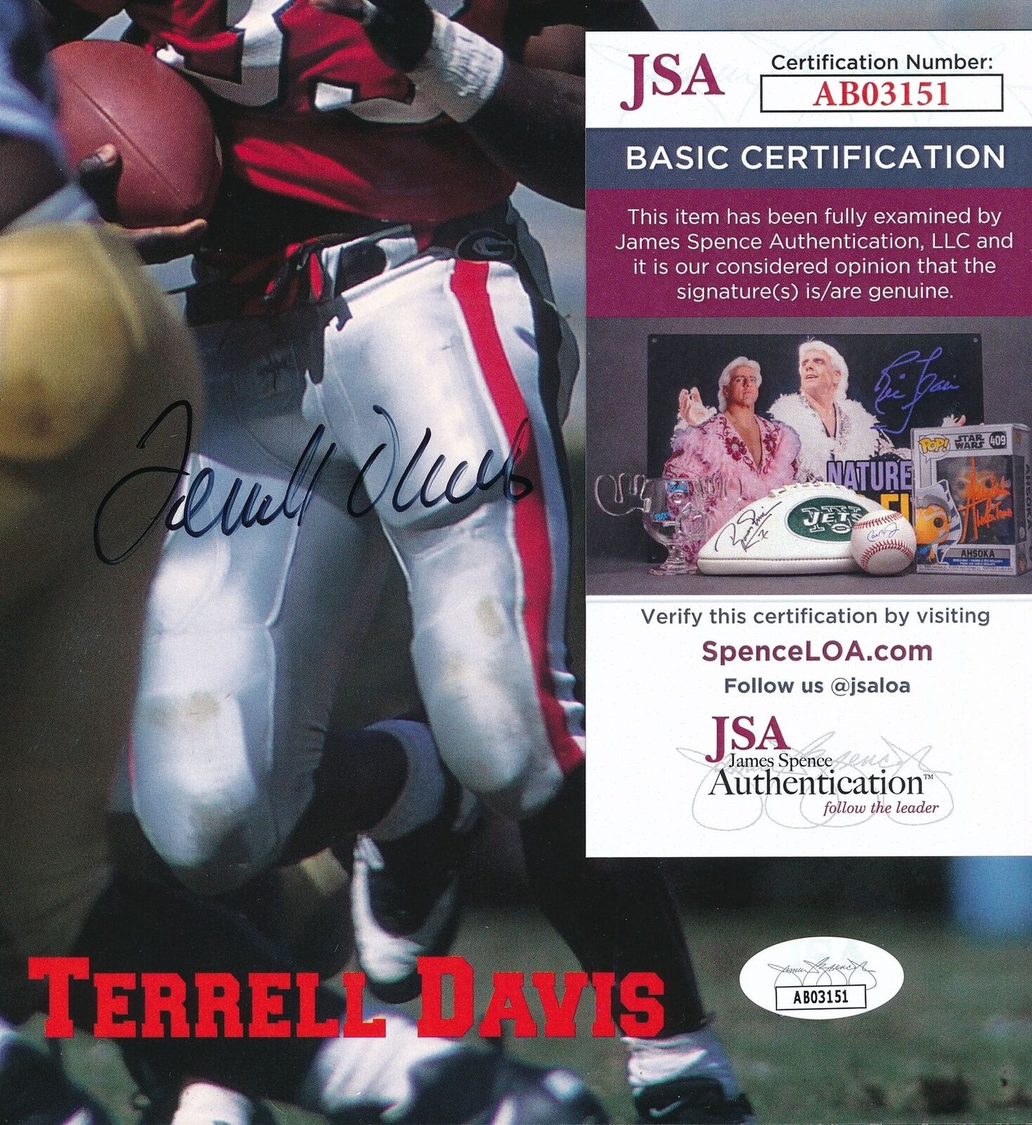 Terrell Davis Georgia Signed/Autographed 8x10 Photo JSA 166929