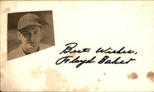 Floyd Baker Red Sox/Phillies d.2004 Signed/Autographed 3x5 Index Card 162615