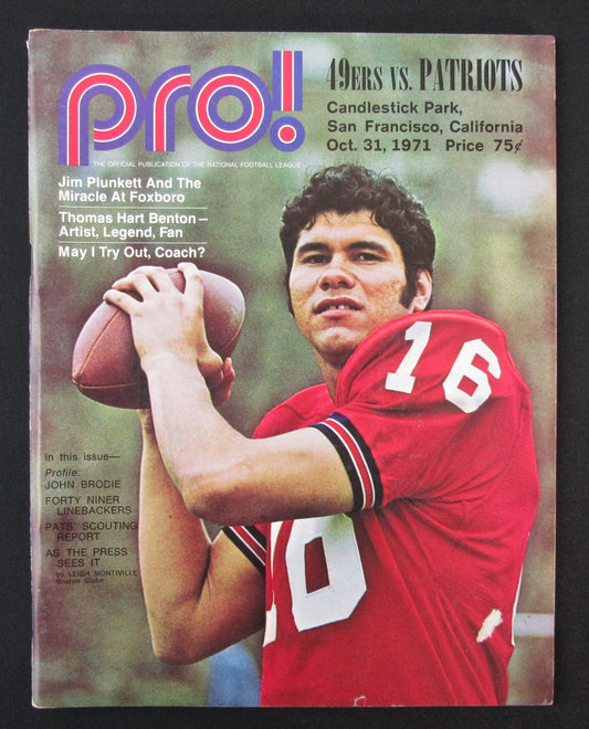 1971  San Francisco 49ers vs. New England Patriots Program 10/31/71 172380
