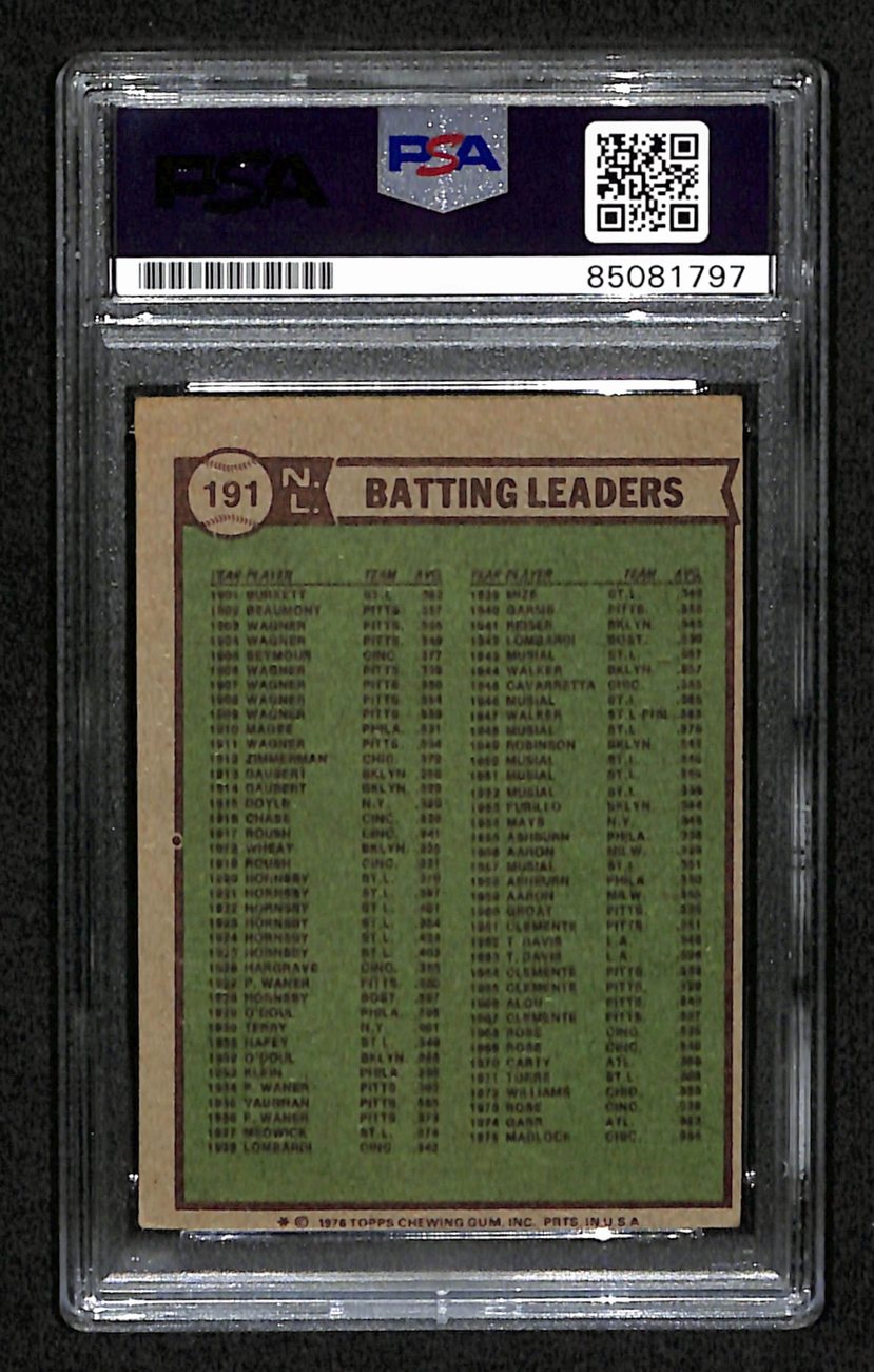 Madlock/Simmons/Sanguillen Signed 1976 Topps Card #191 Batting Leaders PSA/DNA