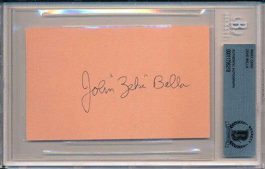 John "Zeke" Bella New York Yankees Signed 3x5 Index Card Beckett 148303