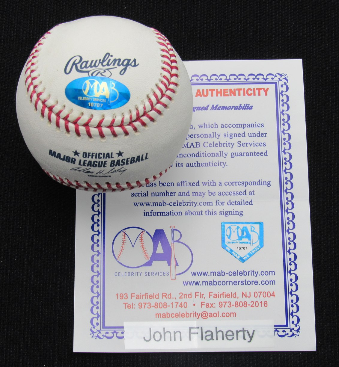 John Flaherty Signed/Auto Yankees 100th OML Baseball MAB 187035