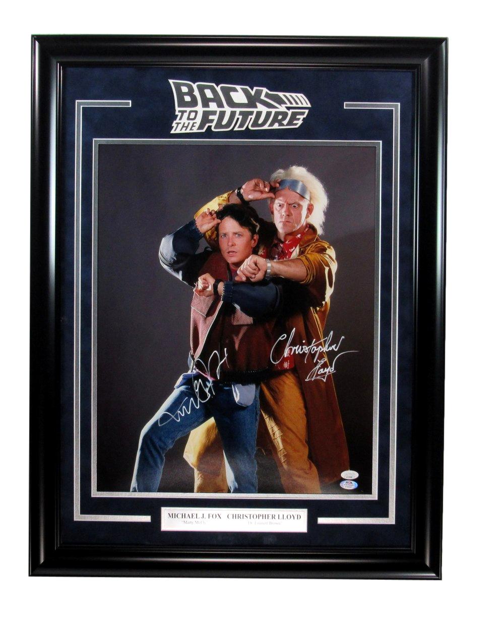 Michael J Fox/Christopher Lloyd Dual-Signed 16x20 Photo Framed JSA/PSA 193320