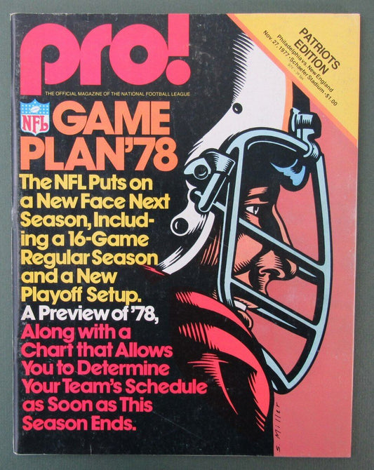 1977 Pro! Philadelphia Eagles vs. New England Patriots Program 11/27