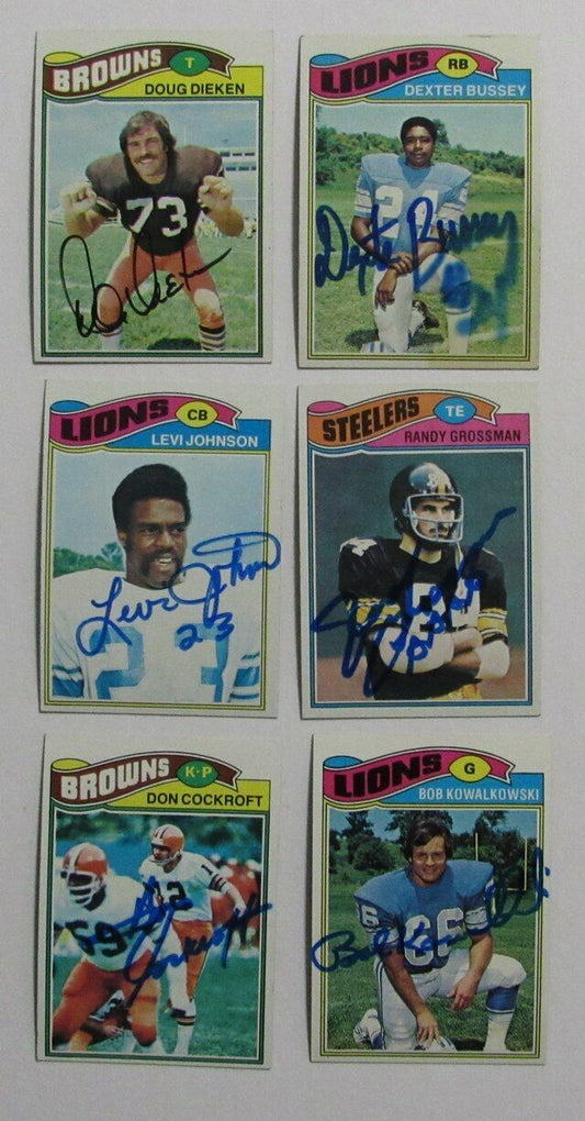 Lot of 6 1977 Topps Signed/Auto Football Cards Browns Lions Steelers 166764