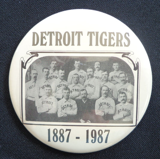 Vintage 1887-1997 Detroit Tigers Team Photo 3 inch Button Pin