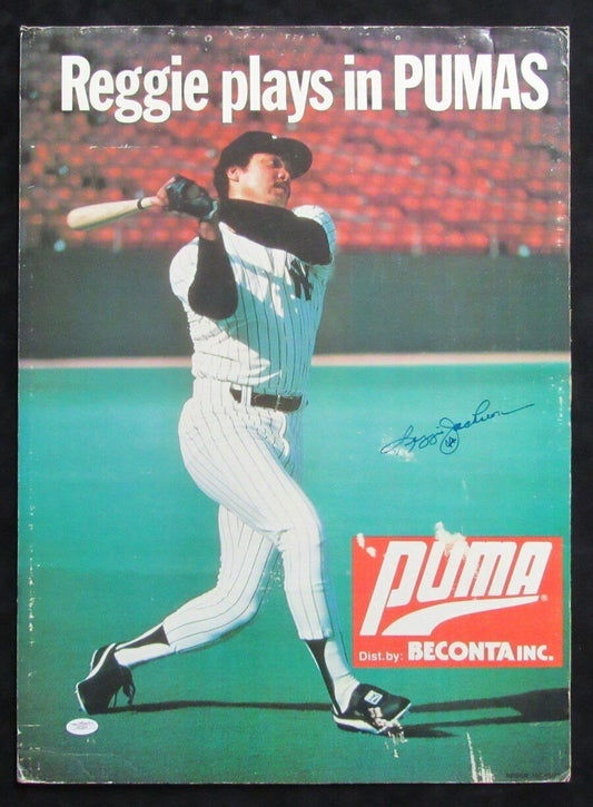 Reggie Jackson  Autographed 18x24 Puma Cardboard Advertising Poster  Yankees JSA