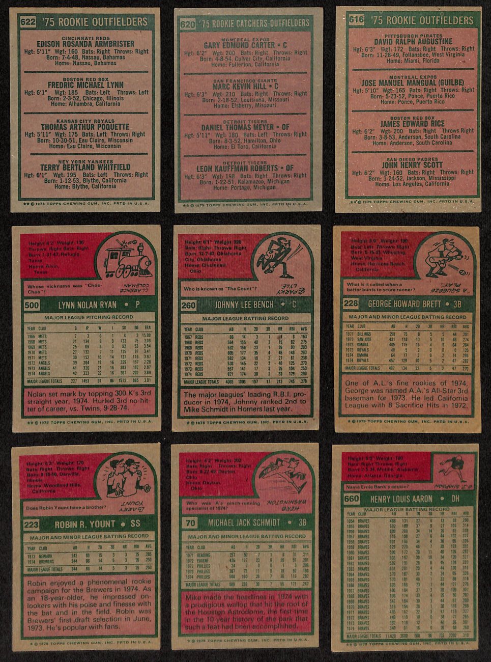 1975 Topps Baseball Card Complete Set (1-660) Yount (RC) Brett (RC) Aaron 191955