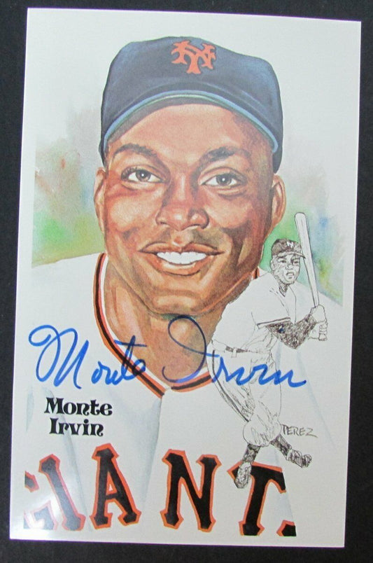 Monte Irvin Giants Autographed Signed 3.5x5.5 Perez Steele HOF Postcard 149726