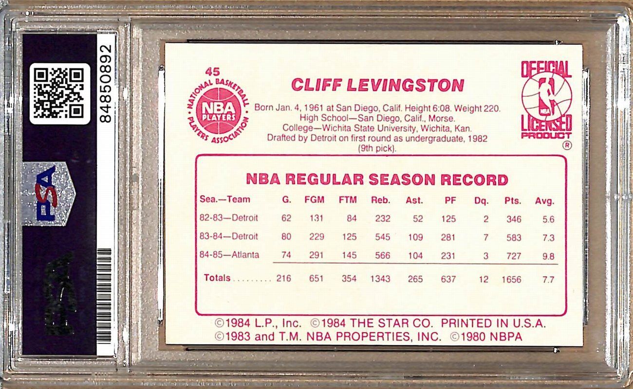 1985-86 Star Company #45 Cliff Levingston Hawks Signed/Auto Card PSA/DNA 178941