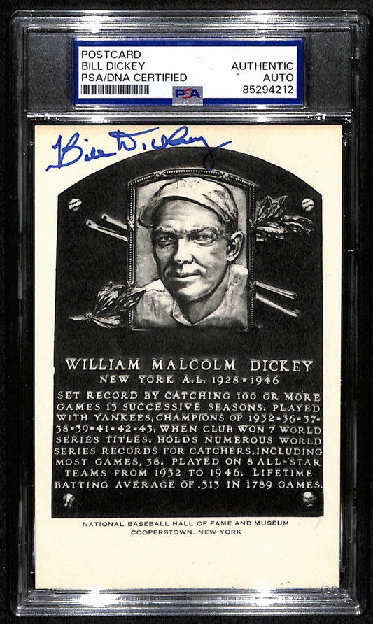 Bill Dickey HOF Signed/Auto HOF Postcard New York Yankees PSA/DNA 190629