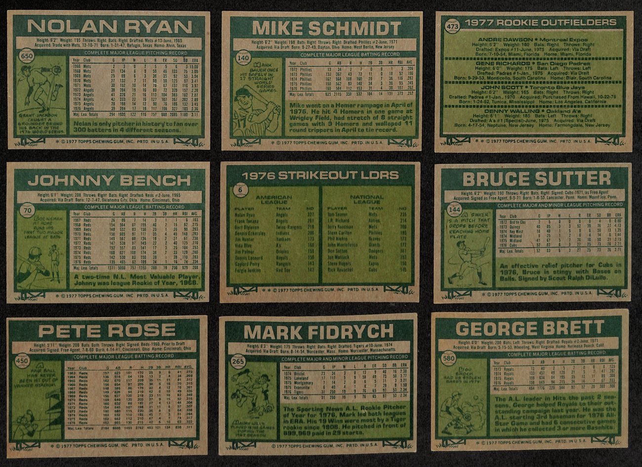 1977 Topps Baseball Card Complete Set (1-660) Dawson Fidrych Sutter Ryan 191961