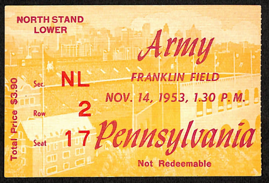 November 14, 1953 Army vs Penn Quakers College Football Game Ticket Stub 190199