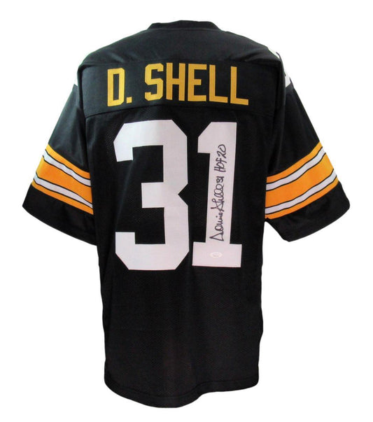 Donnie Shell HOF Autographed/Inscribed Custom Black Jersey Steelers JSA 180119