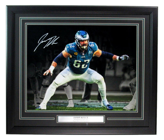 Jason Kelce Signed/Auto 16x20 Photo Philadelphia Eagles Framed PSA/DNA 189786