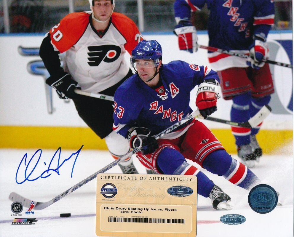 Chris Drury New York Rangers Signed 8x10 Color Photo Steiner 140315