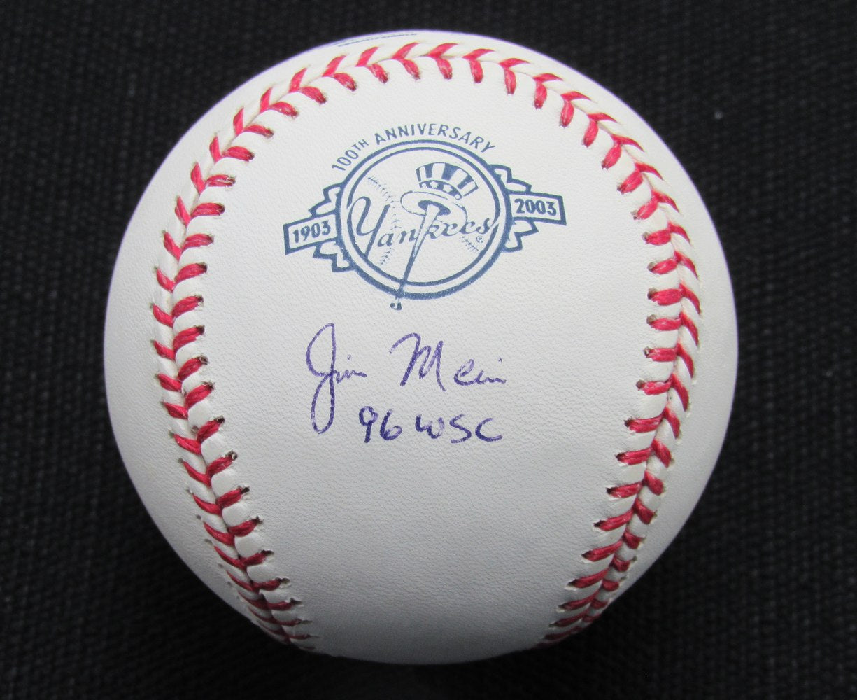 Jim Mecir Signed/Auto Yankees 100th OML Baseball JSA Inscr  186969