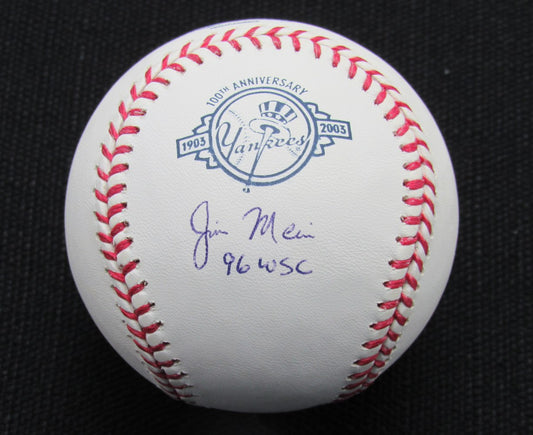 Jim Mecir Signed/Auto Yankees 100th OML Baseball JSA Inscr  186969