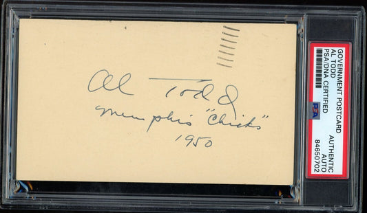 Al Todd Autographed/Inscribed 1950 GPC Government Postcard Phillies PSA/DNA