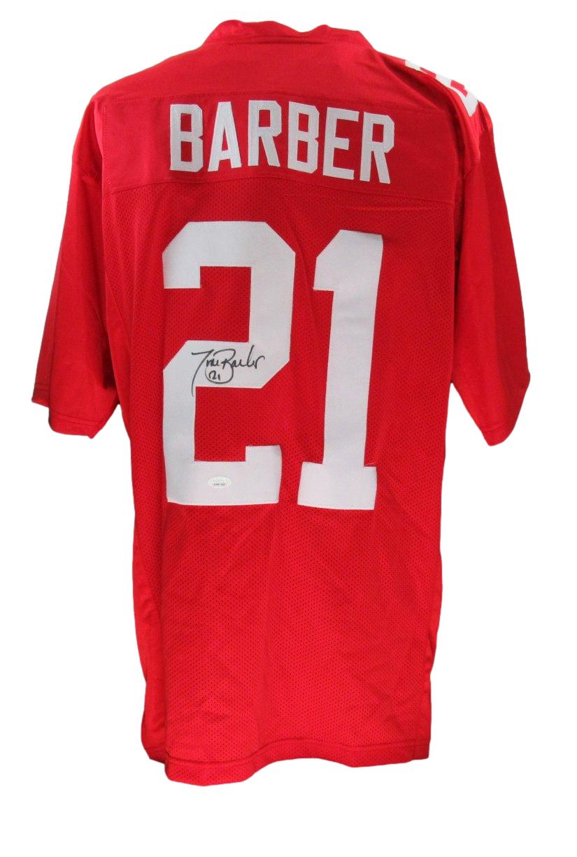 Tiki Barber Signed Red Custom Football Jersey New York Giants JSA 186224