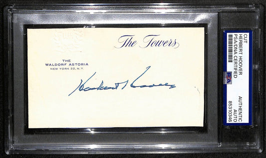 Herbert Hoover Signed/Autographed 3x5 Hotel Card Former President PSA/DNA 190604