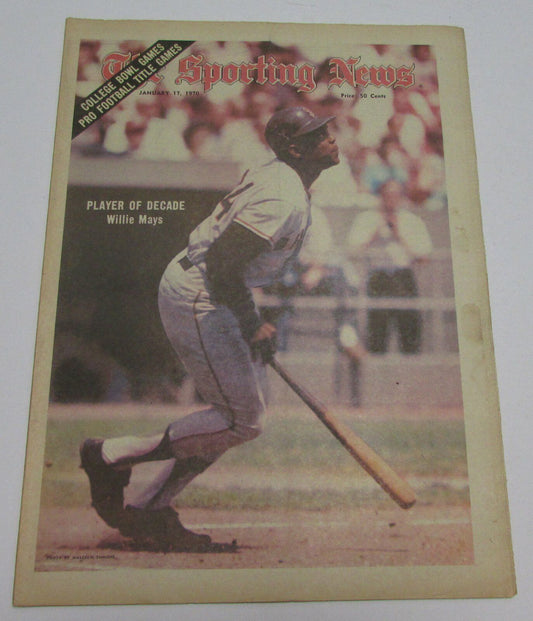 Willie Mays SF Giants Player of Decade Jan. 17, 1970 Sporting News Cover 144776