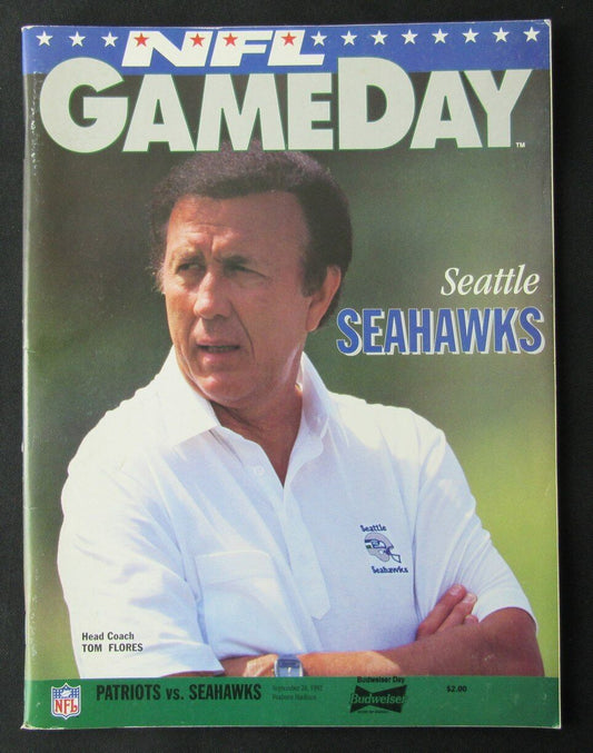 1992 New England Patriots vs. Seattle Seahawks Program Tom Flores 09/20