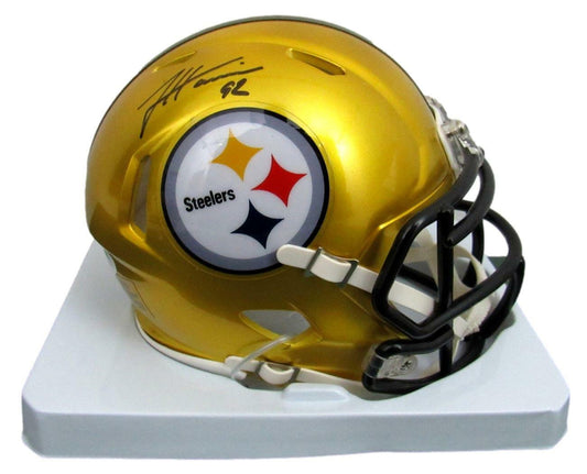 James Harrison Steelers Signed Flash Mini Football Helmet JSA 165648