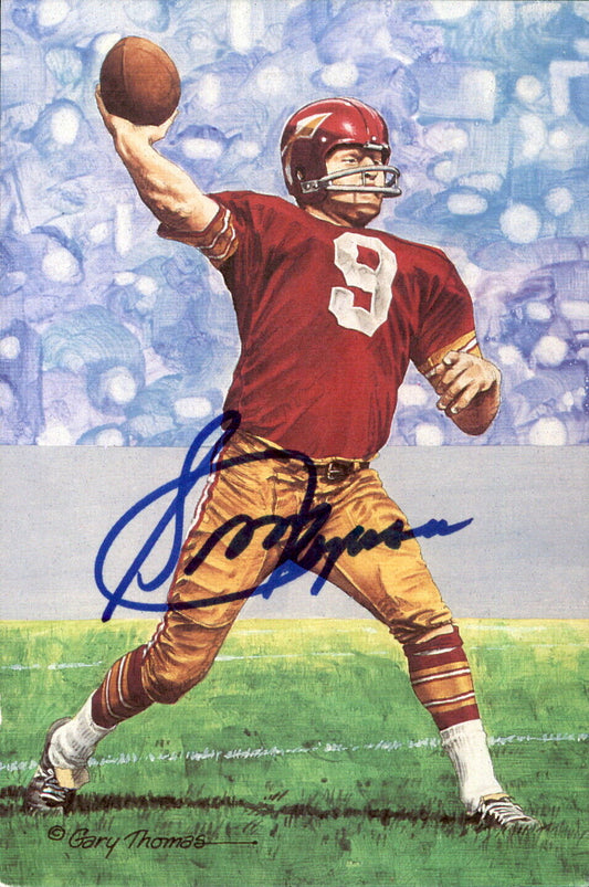 Sonny Jurgensen HOF Autographed Goal Line Art GLAC Postcard Redskins JSA