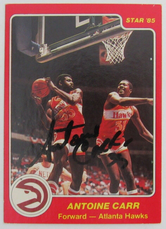 1985 Antoine Carr Atlanta Hawks Signed Star. Co. Basketball Card 150657